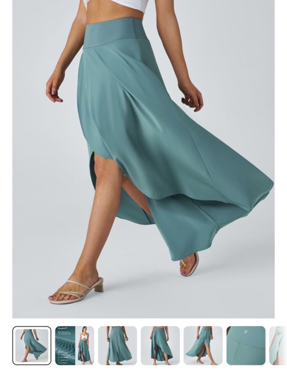 HALARA Teal High-Low Flow Skirt